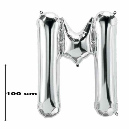 Folienballon-Buchstabe-M-Silber-100-cm
