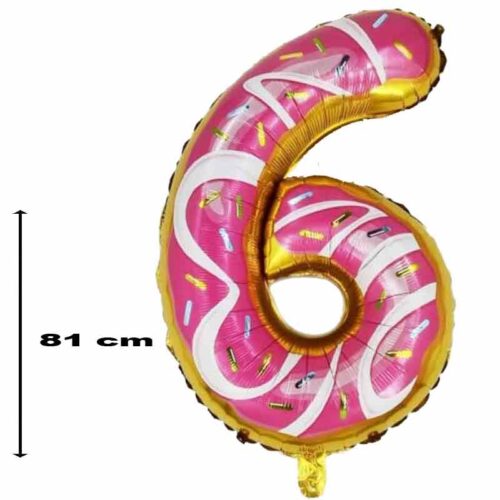 Folienballon-Zahl-6-Donutsmuster-81-cm
